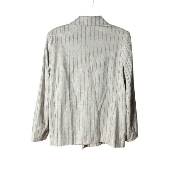 Banana Republic Long&Lean‎ Cream Striped Blazer Sz 8 Women's Linen Blend #QR7-6 - Picture 4 of 11